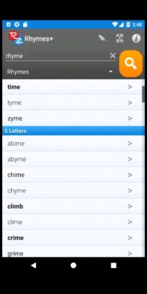 RhymeZone Rhyme Review Android